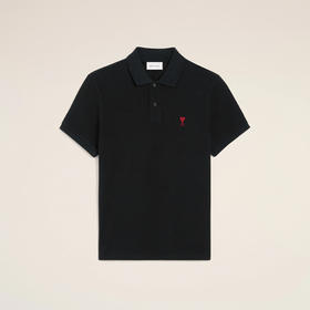 【三】AMI PARIS 中性心性徽标刺绣棉质短袖polo衫 黑色 BFUPL001 760 001