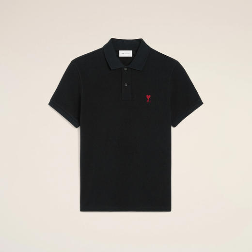 【三】AMI PARIS 中性心性徽标刺绣棉质短袖polo衫 黑色 BFUPL001 760 001 商品图0