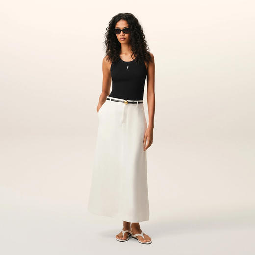 AMI PARIS 女士心形徽标棉质罗纹背心 黑色 FTP811 JE0117 045 商品图5