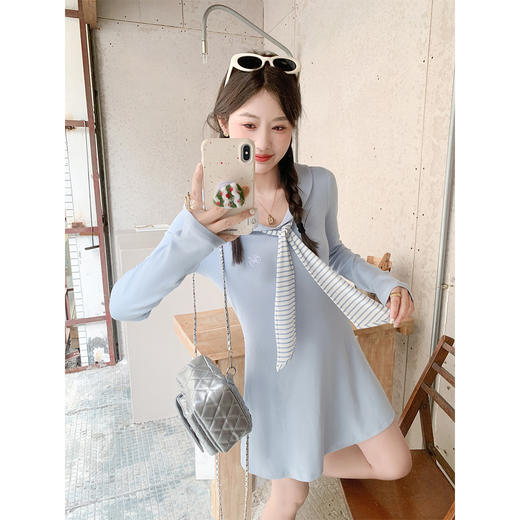 <曾小咸推荐>3.6现货秒杀 ！微信超特价！韩系翻领系带收腰连衣裙 日常209.99 立减120 秒杀89.99！！ 商品图2