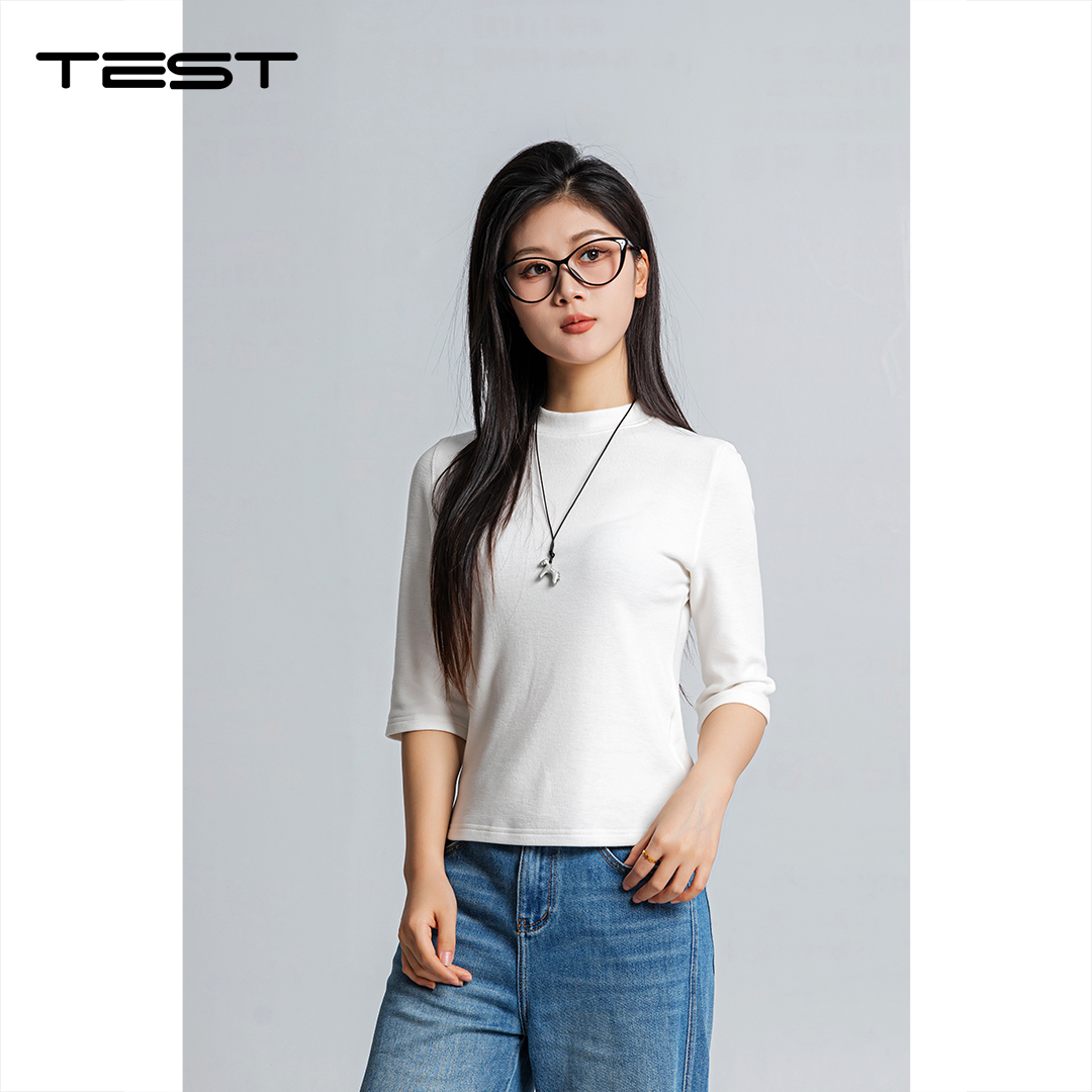 春上新纯色简约中袖百搭打底衫1261027