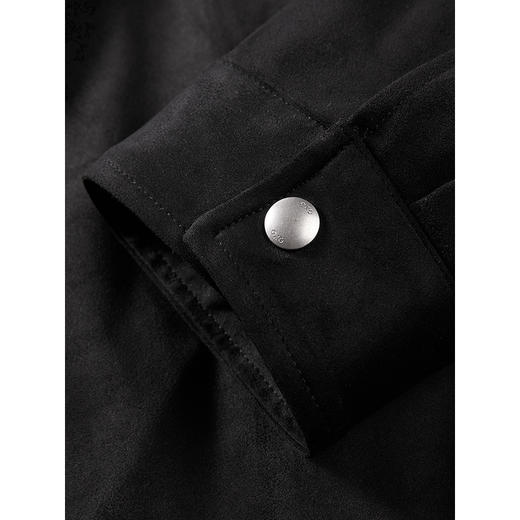 GXG男装 基础黑色仿麂皮翻领通勤行政夹克外套 2025春季热卖 商品图4