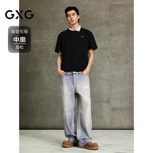 GXG男装 T恤简约休闲舒适圆领短袖针织  春季热卖G25X441027 商品图1