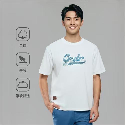 佐丹奴男装26年新款复古拼贴牛仔字母短袖T恤衫01096267 商品图0