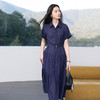 【醋酸】三彩2026春季新款翻领连衣裙A字裙宽松腰带收腰大摆长裙S 商品缩略图1