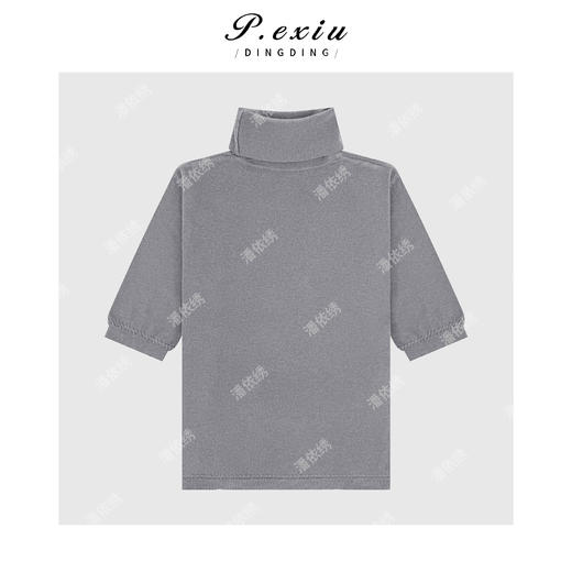 03-2潘依绣丁丁宠粉秋冬简约风纯色堆堆领中袖百搭针织上衣 C8102 商品图1