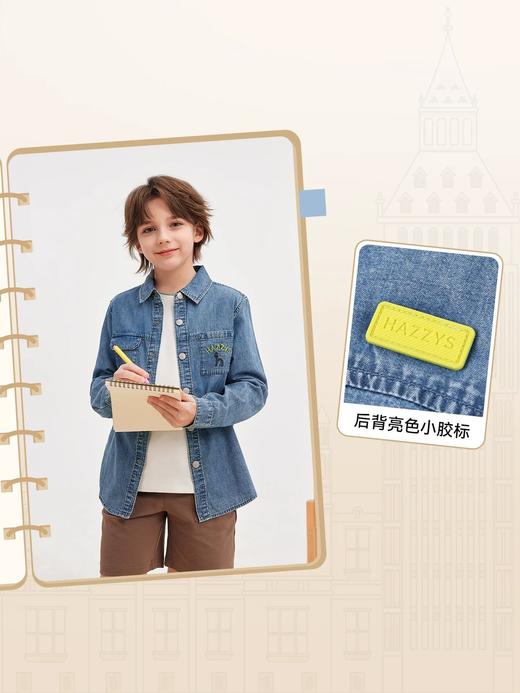 二店y 品牌尾料 帅气男童春季薄款软牛仔衬衫 商品图3