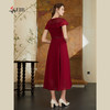 司歌喜庆红裙礼服连衣裙收腰拼蕾丝A911145X 商品缩略图3