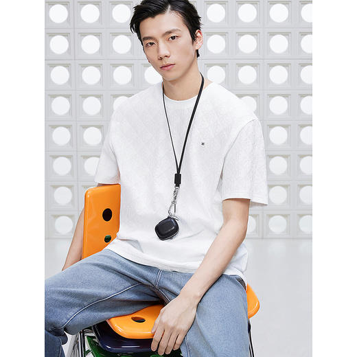 GXG男装 圆领T恤双色提花肌理上衣短袖针织 2025夏季热卖 商品图2