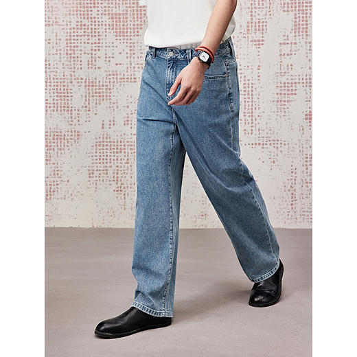 GXG男装 复古宽松阔腿牛仔裤2025夏季热卖G25X052032 商品图2