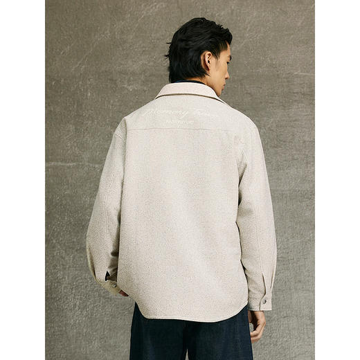 GXG男装 米白色小香风微肌理绣花翻领夹克25年春热卖G25X211021 商品图4