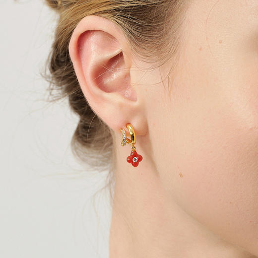 ARSIS丨 幸运符号系列 鸿运四叶草双圈耳钉 商品图6