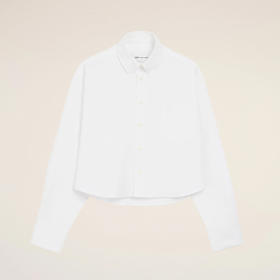 AMI PARIS 女士心形徽标压花棉质短款宽松长袖衬衫 白色 FSH770 CO0031 168