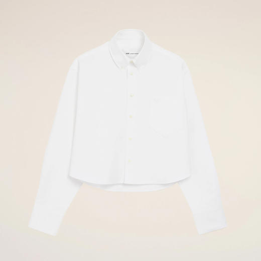 AMI PARIS 女士心形徽标压花棉质短款宽松长袖衬衫 白色 FSH770 CO0031 168 商品图0