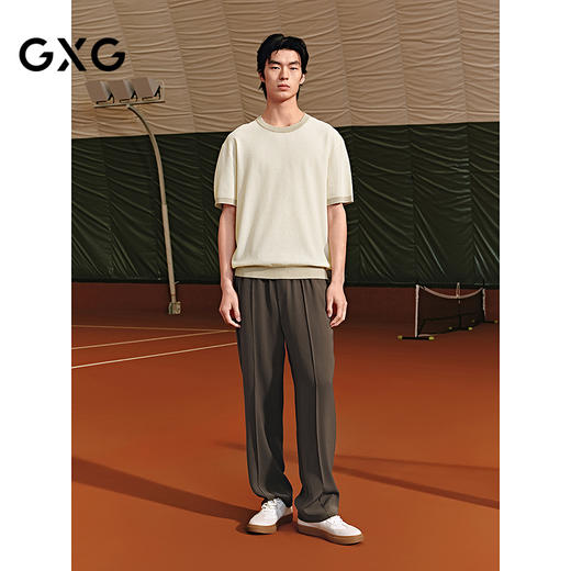 GXG男装 圆领T恤撞色拼接短袖针织 2025年夏季热卖G25X442092 商品图1