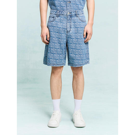 GXG男装 满印设计牛仔短裤通勤时尚五分裤休闲男裤 25年夏季热卖 商品图3