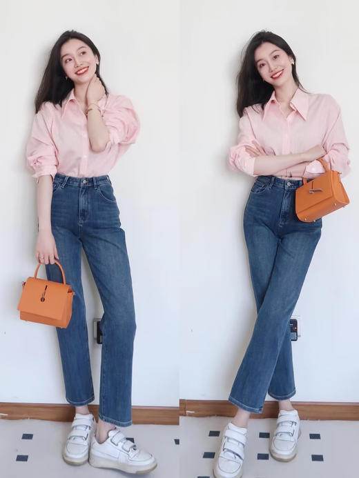 春搭蜜桃好心情竖条纹100%棉百搭衬衫 商品图5