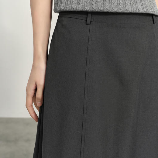 【商场同款】诗凡黎灰色高腰A字伞裙2025春新款中长裙女3G3240371 商品图3