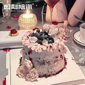 一捧繁星 花青素满满蓝莓折射玫瑰鲜花蛋糕