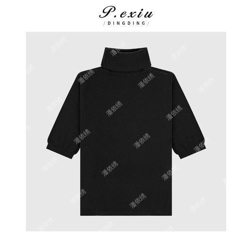 03-2潘依绣丁丁宠粉秋冬简约风纯色堆堆领中袖百搭针织上衣 C8102 商品图3