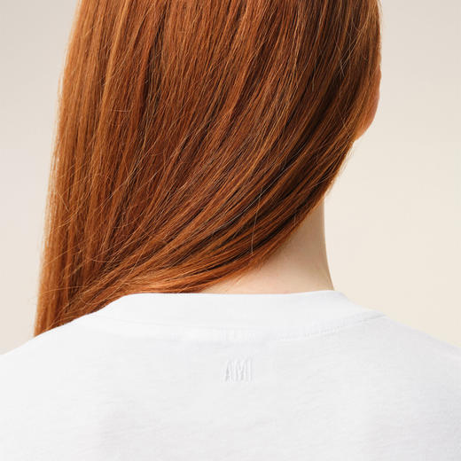 【三】AMI PARIS 中性心形徽标刺绣棉质圆领短袖T恤 白色 BFUTS035 724 100 商品图4