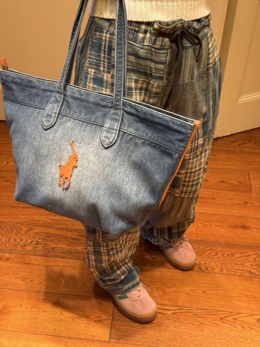 26新款，Ralph  拉夫劳伦大容量做旧牛仔托特包   黄标马托特包 商品图1