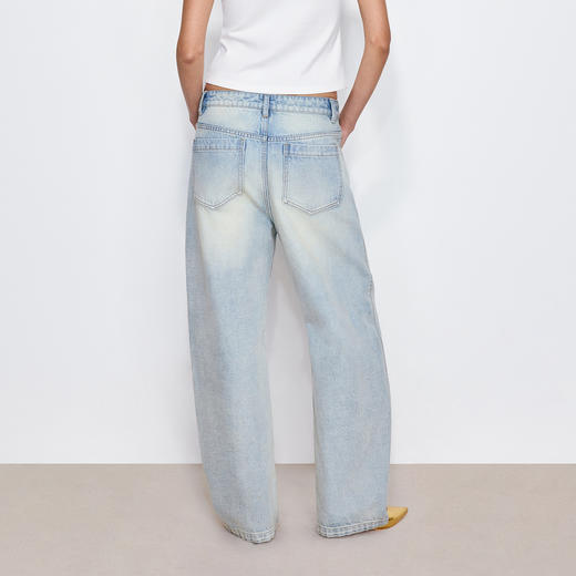 NUTH复古做旧浅蓝洗水弯刀牛仔裤女 商品图4