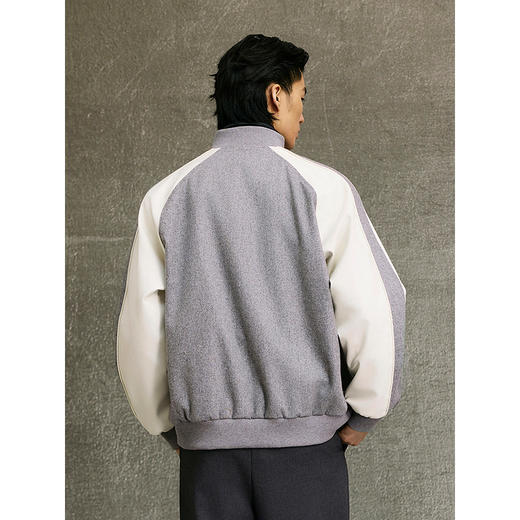 GXG男装 麻灰色斜纹撞色拼接棒球领夹克 休闲时尚夹克外套 春季热卖G25X211022 商品图3