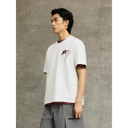 GXG男装 T恤花卉印花圆领短袖针织 25年夏G25X442042 商品图2