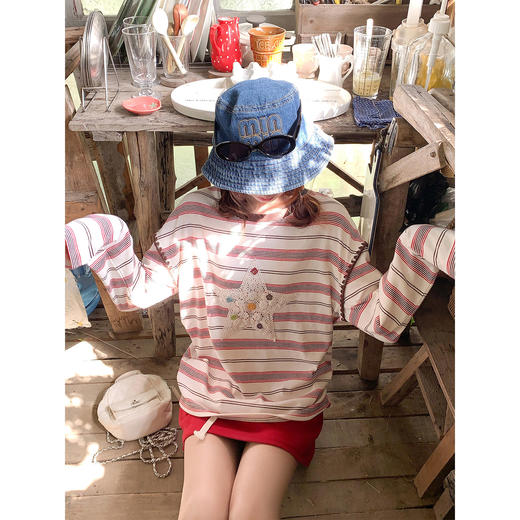 <曾小咸推荐>3.7现货秒杀 ！微信超特价！韩系插肩袖条纹长袖 日常159.99 立减80 秒杀79.99！！ 商品图2