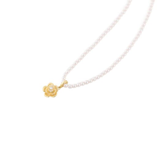 三彩2026新款法式温柔山茶花吊坠珍珠项链曼塔玫瑰色优雅通勤约会 商品图3