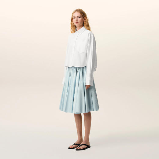 AMI PARIS 女士心形徽标压花棉质短款宽松长袖衬衫 白色 FSH770 CO0031 168 商品图4