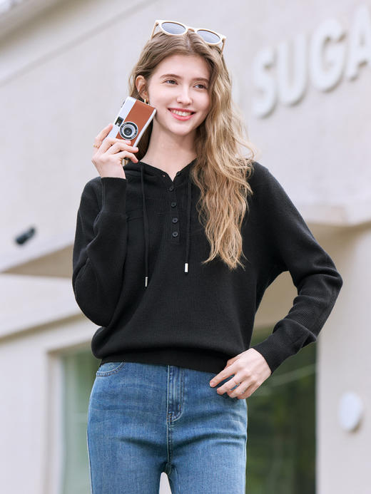 【百图lulu定制】【云朵连帽衫】假口袋装饰 柔软舒适 连帽 针织衫 商品图8