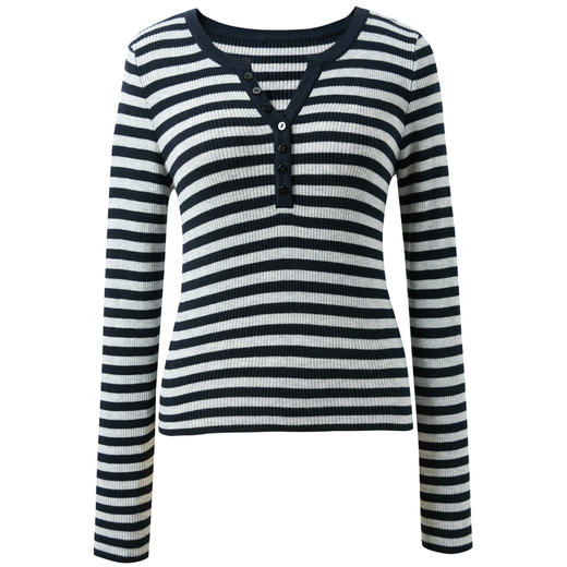 三彩2026春季新款条纹针织衫修身毛衫内搭简约长袖打底衫M 商品图4