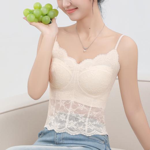 舒适升级！可外穿【自带bra法式蕾丝冰皮美背】无钢圈水滴杯型设计  软糯蕾丝亲肤不扎肉 固定杯罩不跑杯  罩杯一体设计一衣多穿  后背一整片凉皮面料 如同人体第二层肌肤般隐形 商品图1