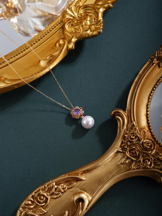 子佩集【灵毓秀馨】银S925珍珠惜王妃套链项链【MLTL048】镀金紫太阳2602 商品图3