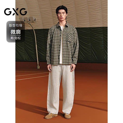 GXG男装 泡泡纱肌理衬衫通勤格纹长袖衬衣25年夏季热卖G25X032038 商品图1