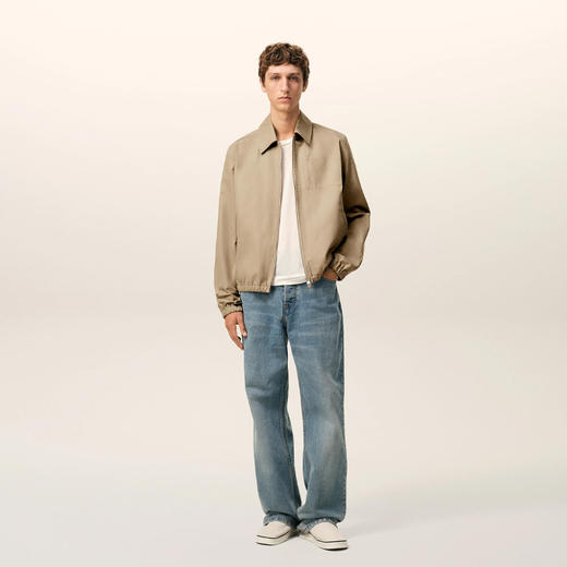 AMI PARIS 男士心形徽标刺绣棉质斜纹布拉链外套 灰褐色 HJK884 CO0132 A036 商品图5