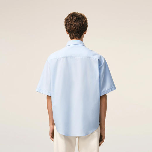 AMI PARIS 男士心形徽标刺绣棉质短袖衬衫 浅蓝色 HSH823 CO0031 450 商品图3