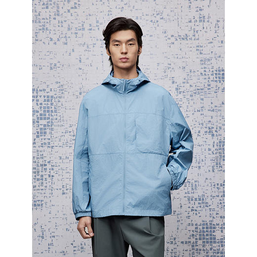 GXG男装 浅蓝色暗格肌理防晒服透气时尚通勤夹克外套25夏热卖 商品图2