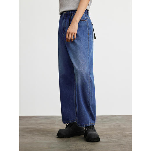 GXG男装    蓝色宽松长裤通勤牛仔裤男裤 25年春G25X051020 商品图2