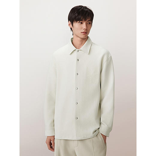 GXG男装 肌理休闲衬衫口袋绣花衬衣通勤简约男外套 2025秋季热卖 商品图2