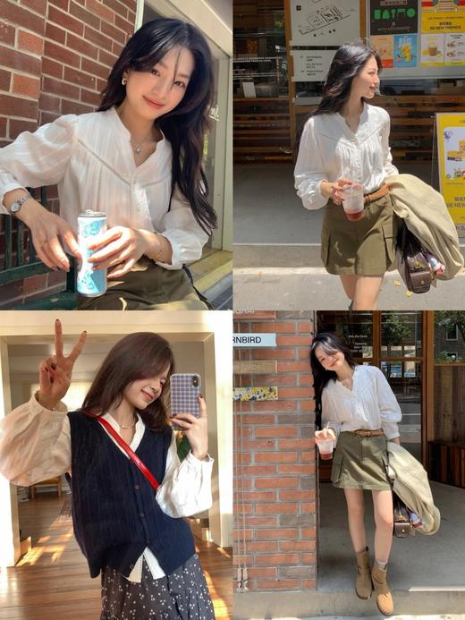 水溶花边V领衬衫 商品图0