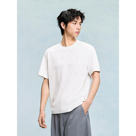 GXG男装 圆领T恤暗纹满印上衣短袖针织 2025年夏季热卖 商品图2