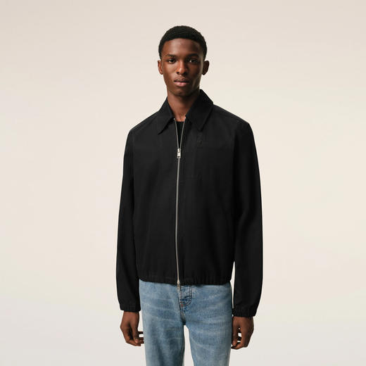 AMI PARIS 男士心形徽标刺绣棉质斜纹布拉链外套 黑色 HJK884 CO0132 001 商品图1