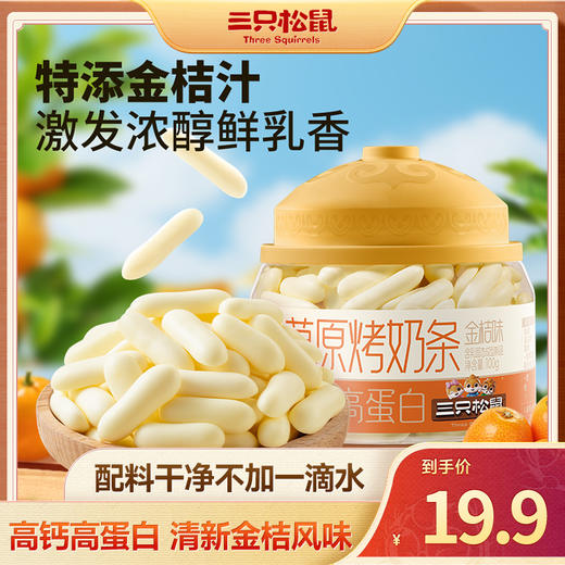 三只松鼠 草原烤奶条/金桔味/100g 商品图0