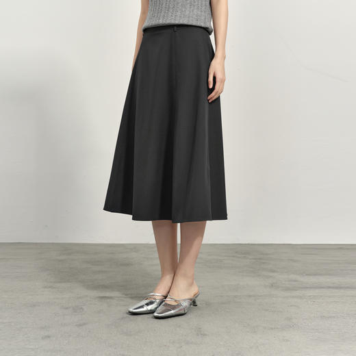 【商场同款】诗凡黎灰色高腰A字伞裙2025春新款中长裙女3G3240371 商品图2