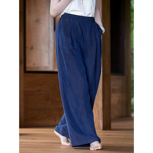 牧衣游原创 重磅香云纱休闲长裤宽松垂感百搭禅意真丝裤子 织本集 商品图2