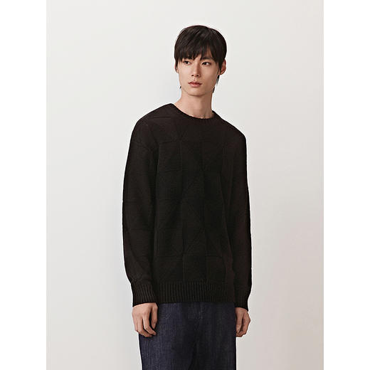 GXG男装 绞花休闲毛衣通勤简约男士线衫肌理针织衫 2025秋季热卖 商品图3