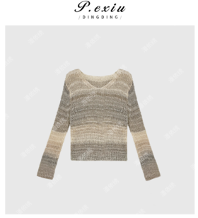 03-2潘依绣丁丁宠粉羊毛小众水墨肌理高级感宽松V领外套 Q13448